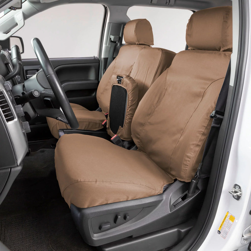 Covercraft SeatSaver Front Row Custom Fit Seat Cover for Select  F-150 Models - Polycotton (Tan) Fits select: 2013-2014  F150 SUPER CAB, 2011-2012  F150