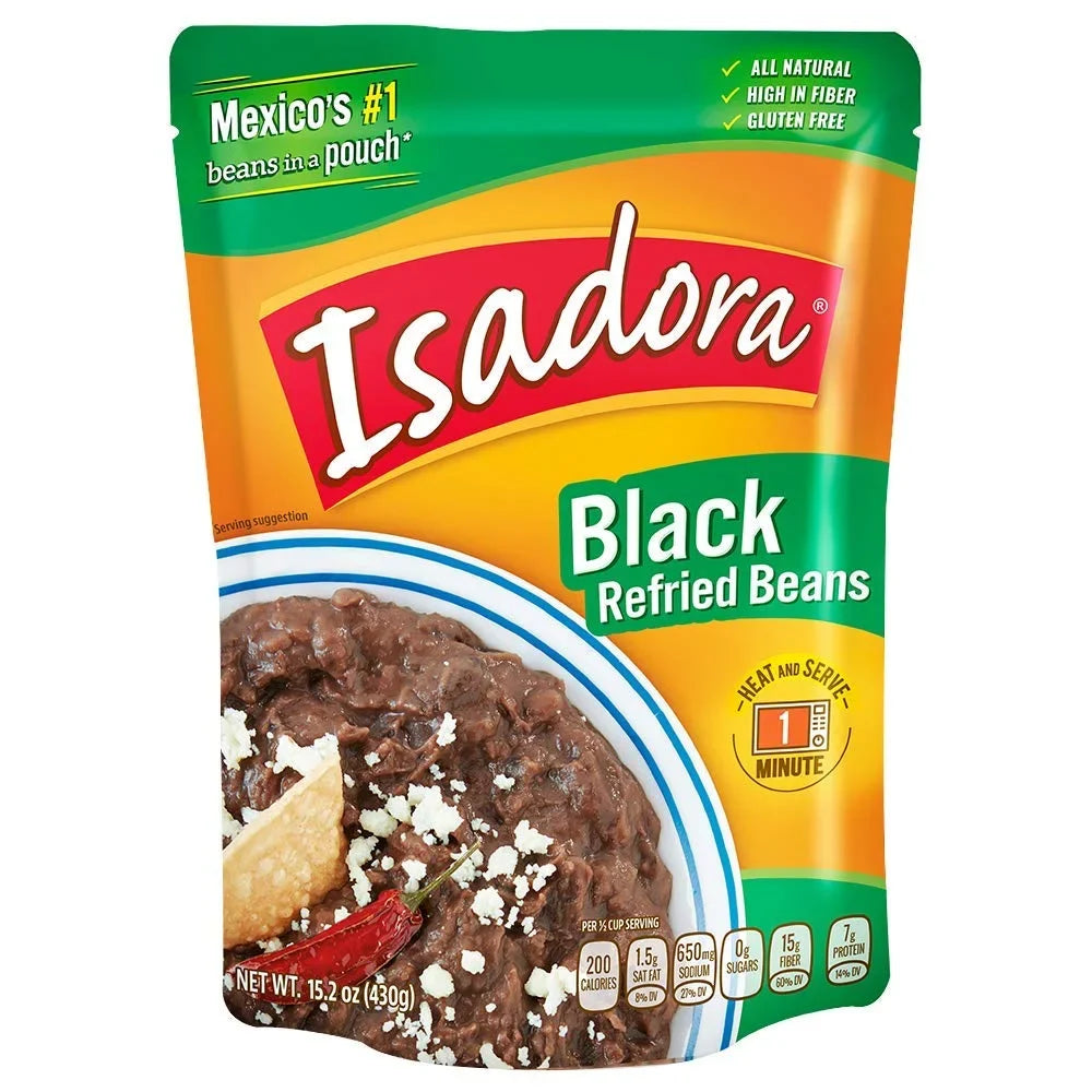 Isadora Refried Beans 15.2oz Pouch (ebony Beans, 6 Pack)