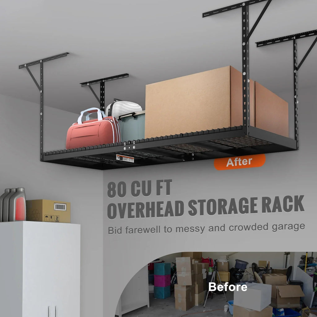 SKYSHALO Overhead Adjustable Garage Storage Stand 36x96in Ceiling Stand 600lb charcoal