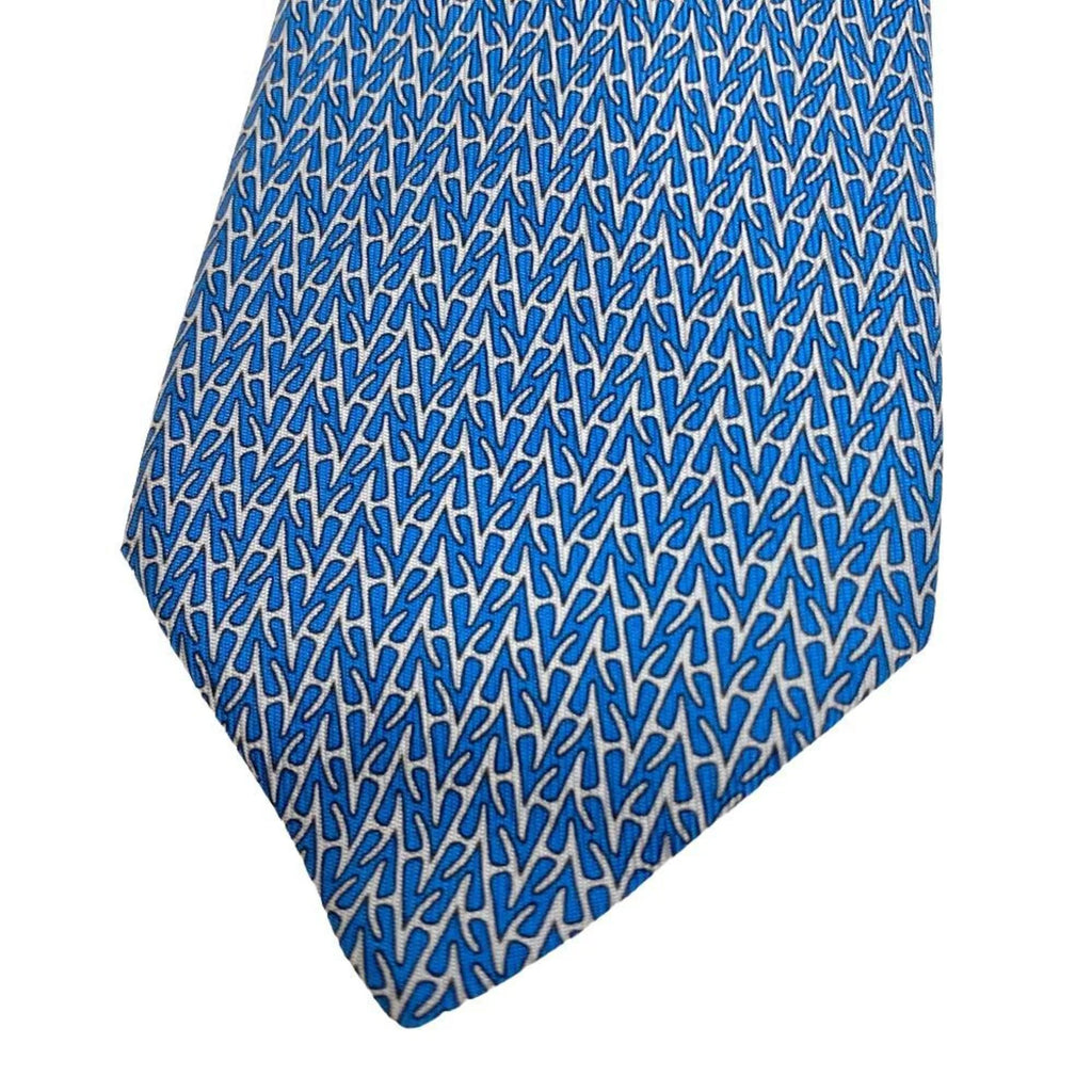 Pre-Owned HERMES H-roll necktie, blue, men's Z0006122 (Like New)