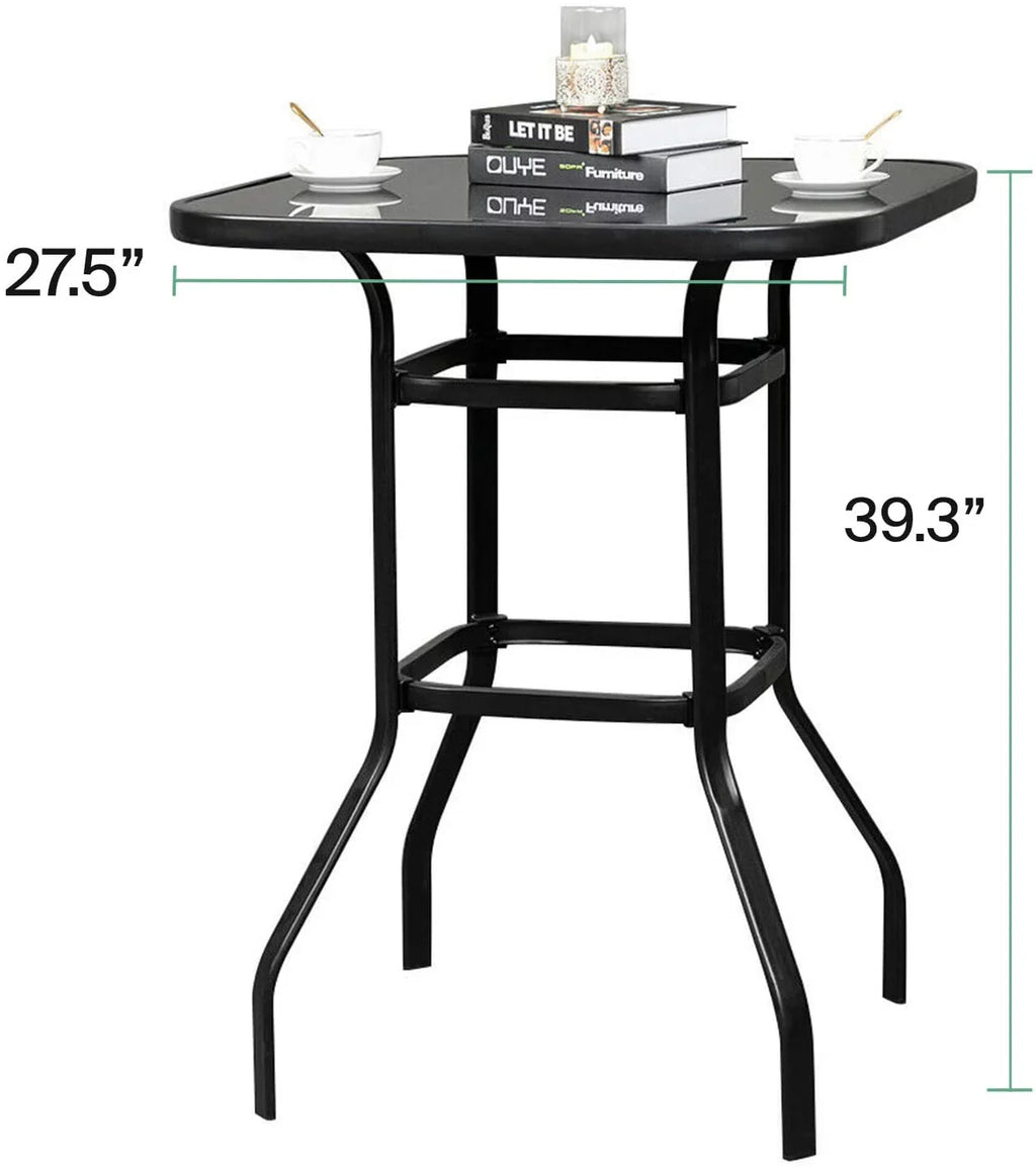 Marlowe Aesthetically Designed Multi Purpose Solid Glass Bar Table With Metal Finish