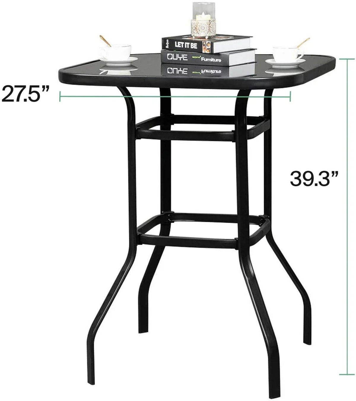 Marlowe Aesthetically Designed Multi Purpose Solid Glass Bar Table With Metal Finish