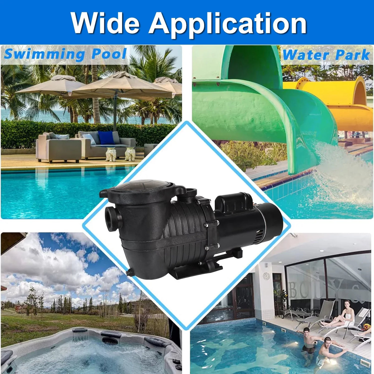 iMeshbean Swimming Pool Pump Above Ground, 2HP Motor, 110V-230V, Single Speed Pump For Above Ground Swimming Pool and Inground Pools, 6500GPH, Head Max 78FT, w/ Strainer Basket & NPT Connector