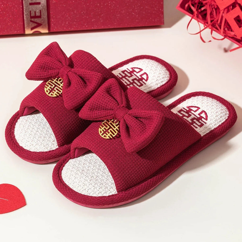 Slippers Festive Red Pair Of Ladies Newly Married To Accompany The Couple Light Luxury Bride And Groom Bride Wedding Shoes Men Bridal
