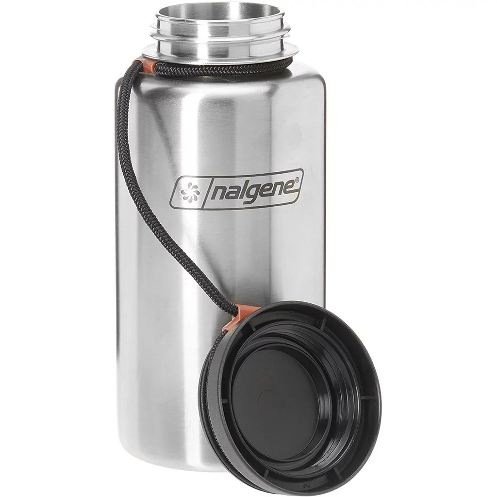 '- Stainless Steel. Nalgene Standard Wide Mouth Tethered Lid Water Bottle - 38 oz