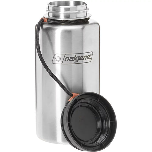 '- Stainless Steel. Nalgene Standard Wide Mouth Tethered Lid Water Bottle - 38 oz