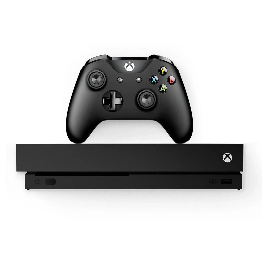 Pre-Owned  Xbox One X 1TB with 2 Controller, 4K Ultra HD ebony with BOLT AXTION Cleaning Kit Headset Bundle (Refurbished: Like New)