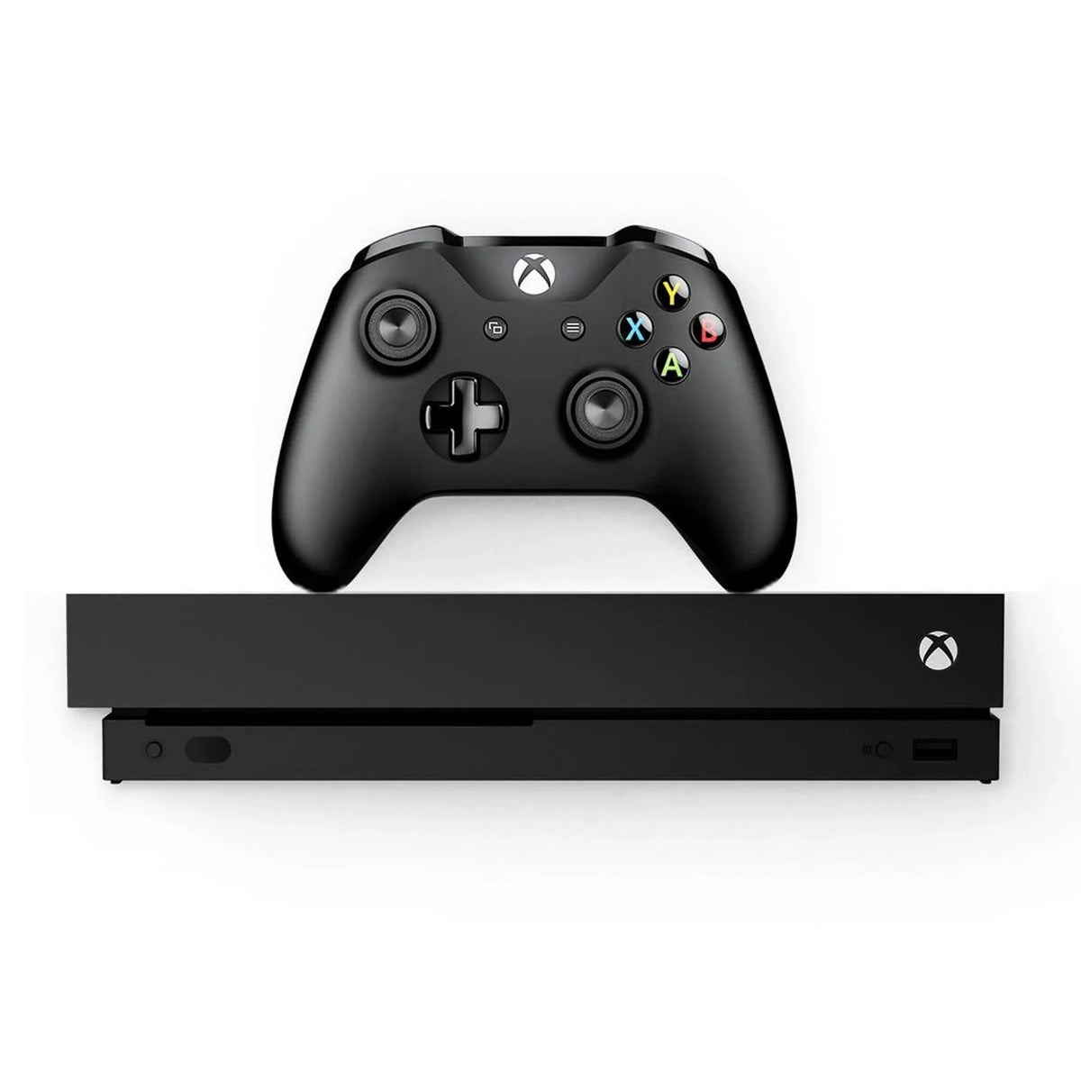 Pre-Owned  Xbox One X 1TB with 2 Controller, 4K Ultra HD ebony with BOLT AXTION Cleaning Kit Headset Bundle (Refurbished: Like New)