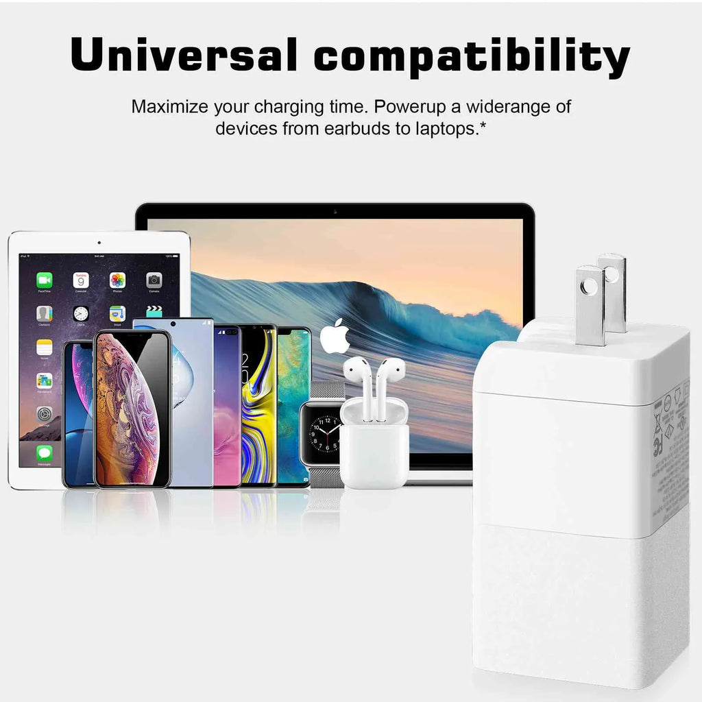 UrbanX 65W Fast Travel Charger with 3 Ports USB & Dual USB-C High-Speed Charging Compatible with Ulefone Power Armor 16 Pro/Armor 15/Power Armor 14 Pro/Power Armor 14/Armor 12 5G, iPhone,