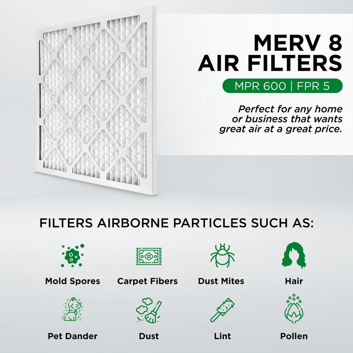 (Actual Size: 13.75 x 17.75 x 0.75 Inches). Quantity 6. Pamlico Air 14x18x1 MERV 8 Pleated AC Furnace Air Filters