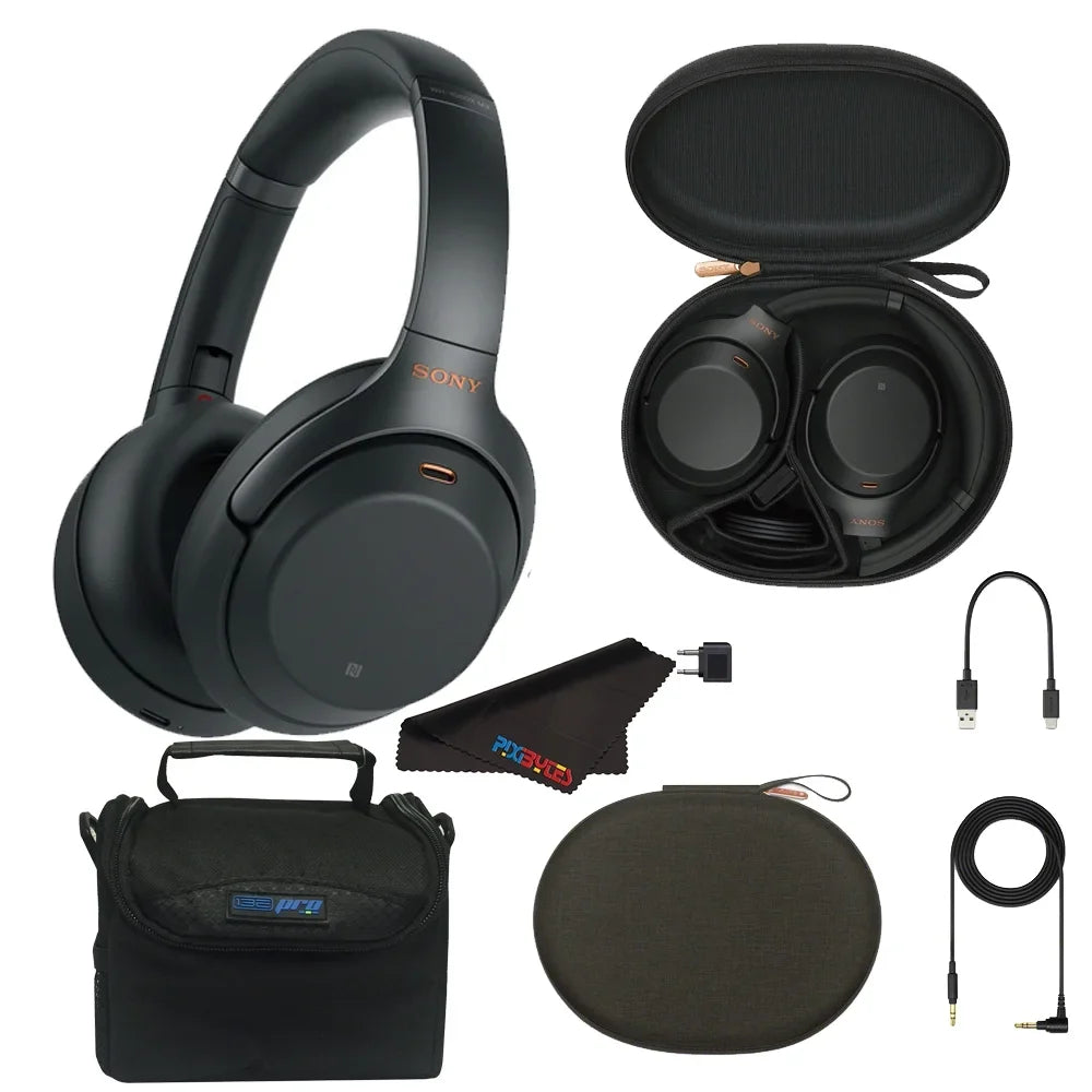 WH-1000XM3 Wireless Noise-Canceling Over-Ear Headphones (charcoal) + Pixibytes Bundle