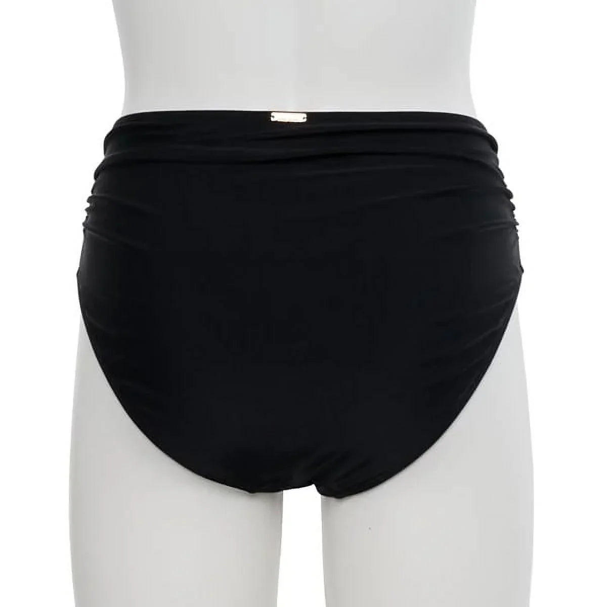 Nicole Miller charcoal Twist Front Bikini Top + Hi Waist Shirred Bottom 2Pc XL