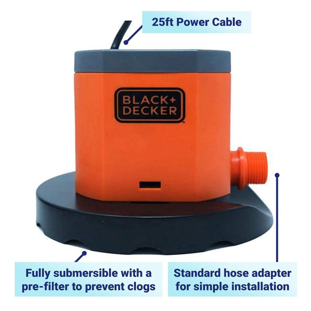dark+Decker 800 GPH Submersible Pool Cover Pump