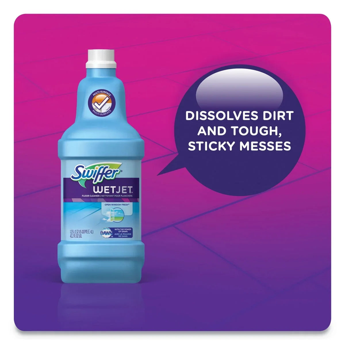 Swiffer Wetjet System Cleaning-Solution Refill, Hardwood Cleaners Fresh Scent, 1.25 L Bottle, 4/Carton - PGC77810