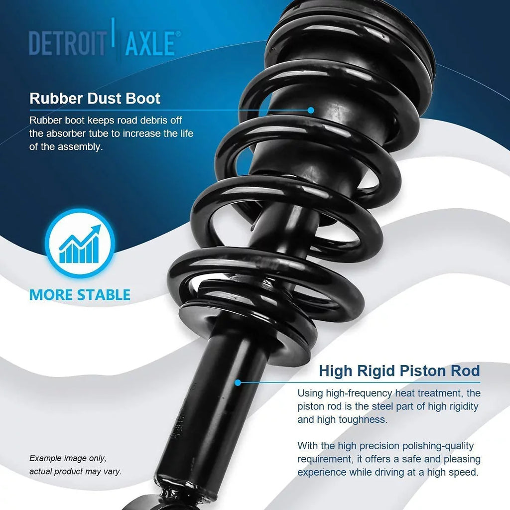 Electronic Susp.] Complete 2 Front Struts w/Coil Spring 2 Rear Shock Absorbers 2008 2009 2010 2011 2012 Replacement. Detroit Axle - Struts Shocks for 2007-2013 GMC Chevy Silverado Sierra 1500 [Exc