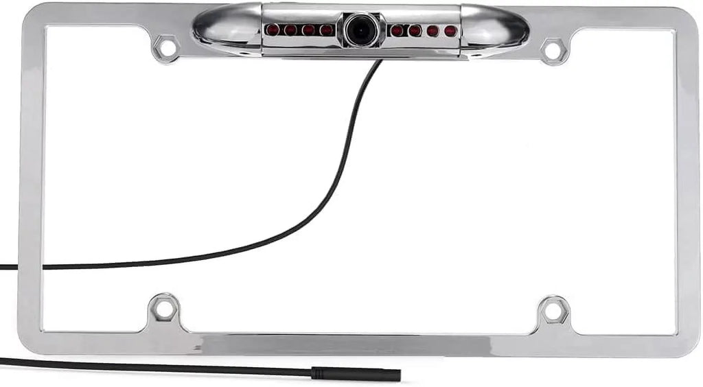CAM120 Backup Camera Frame License Plate HD Night Vision Rear View 170° Angle Waterproof Compatible with Clarion, Dual, BOSS, Jensen, Stinger, Pioneer, SoundStream, , Kenwood, JVC, Rockford