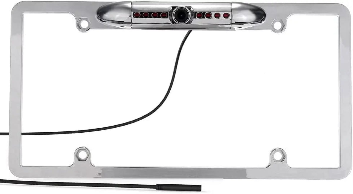 CAM120 Backup Camera Frame License Plate HD Night Vision Rear View 170° Angle Waterproof Compatible with Clarion, Dual, BOSS, Jensen, Stinger, Pioneer, SoundStream, , Kenwood, JVC, Rockford