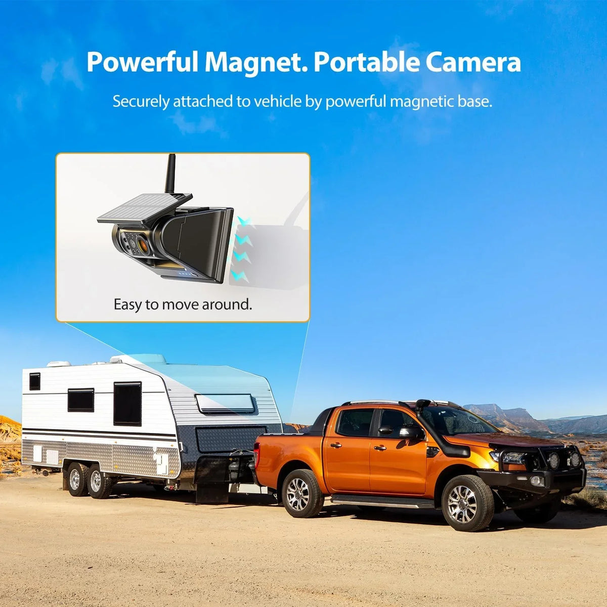 xRoose Magnetic Solar Wireless Backup Camera 5''HD 1080P Monitor No Drilling 2-Min Installation IR Night Vision Waterproof Rear View Camera CTYC5