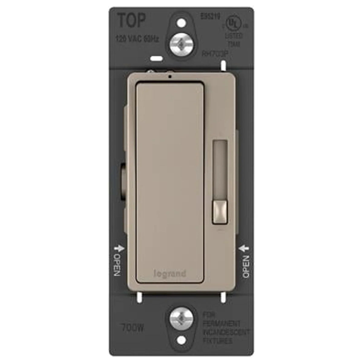 Legrand - PASS & SEYMOUR RWP262NICC6 Radiant Nickel 2 Gang Screwless Plastic Wall Plate
