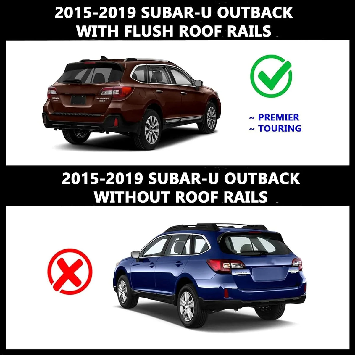 ROKIOTOEX Roof Rack Crossbars Fit for 2015-2019 Subar-u Outback Premier Touring Chrome Lush Side Rails, Cross Bars for Rooftop Cargo Box Luggage, Ski Board, Bike Carrier – ebony SO14T