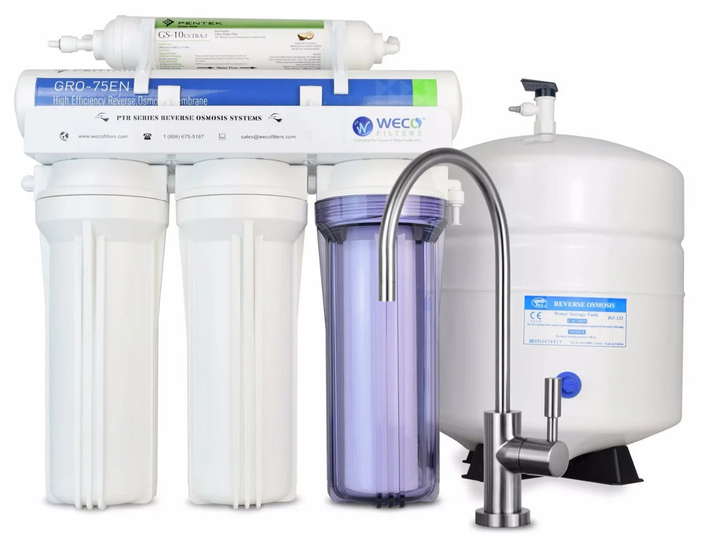 WECO VGRO-75GS-10EXTRA.5 High Efficiency Reverse Osmosis Drinking Water Filtration System with Bacteriostatic Filter