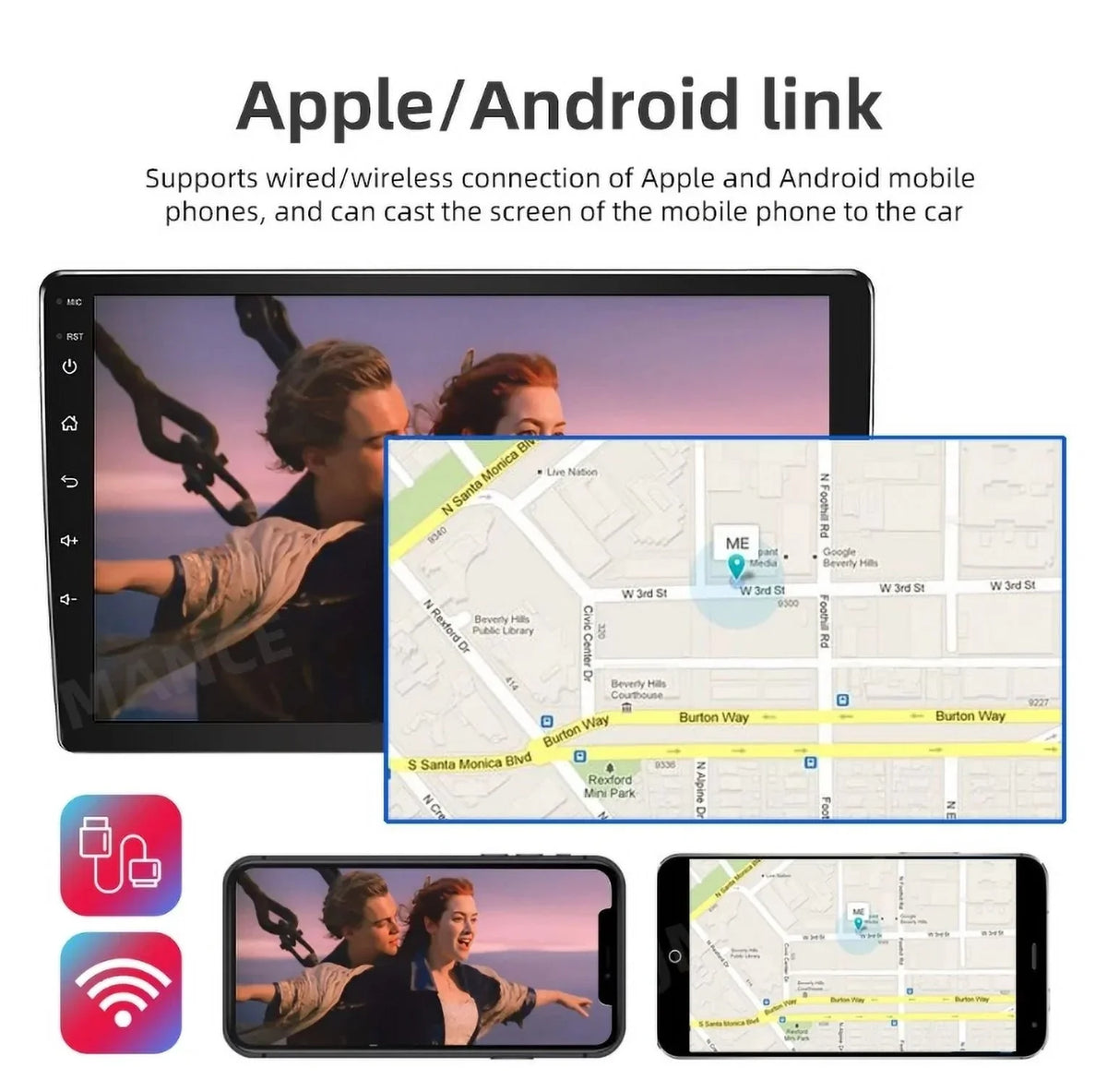10.1" 1280*720 IPS Android 12 Wifi 2+32GB Car Stereo Radio Carplay GPS Navigation For  Corolla 2014 2015 2016