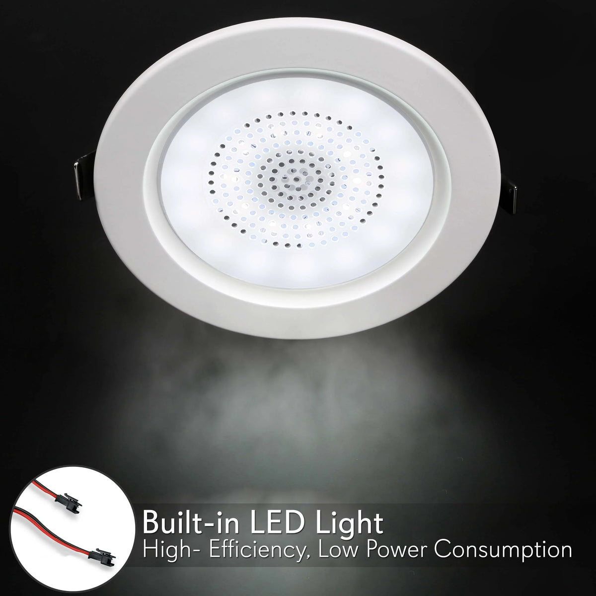 PYLE-HOME PDICBTL4 - 4’’ Bluetooth Ceiling / Wall Speakers, 2-Way Aluminum Frame Speaker Pair with Built-in LED Lights