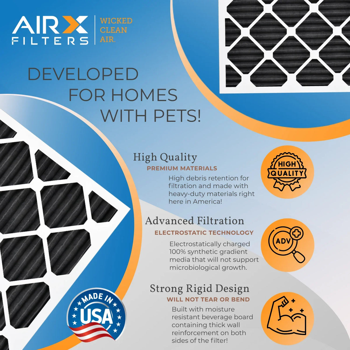6 Pack. 14x25x1 Air Filter Odor Eliminator Carbon Filter MERV 8 Comparable to MPR 700 & FPR 5 AC HVAC Premium USA Made 14x25x1 Furnace Filters by AIRX FILTERS WICKED CLEAN AIR
