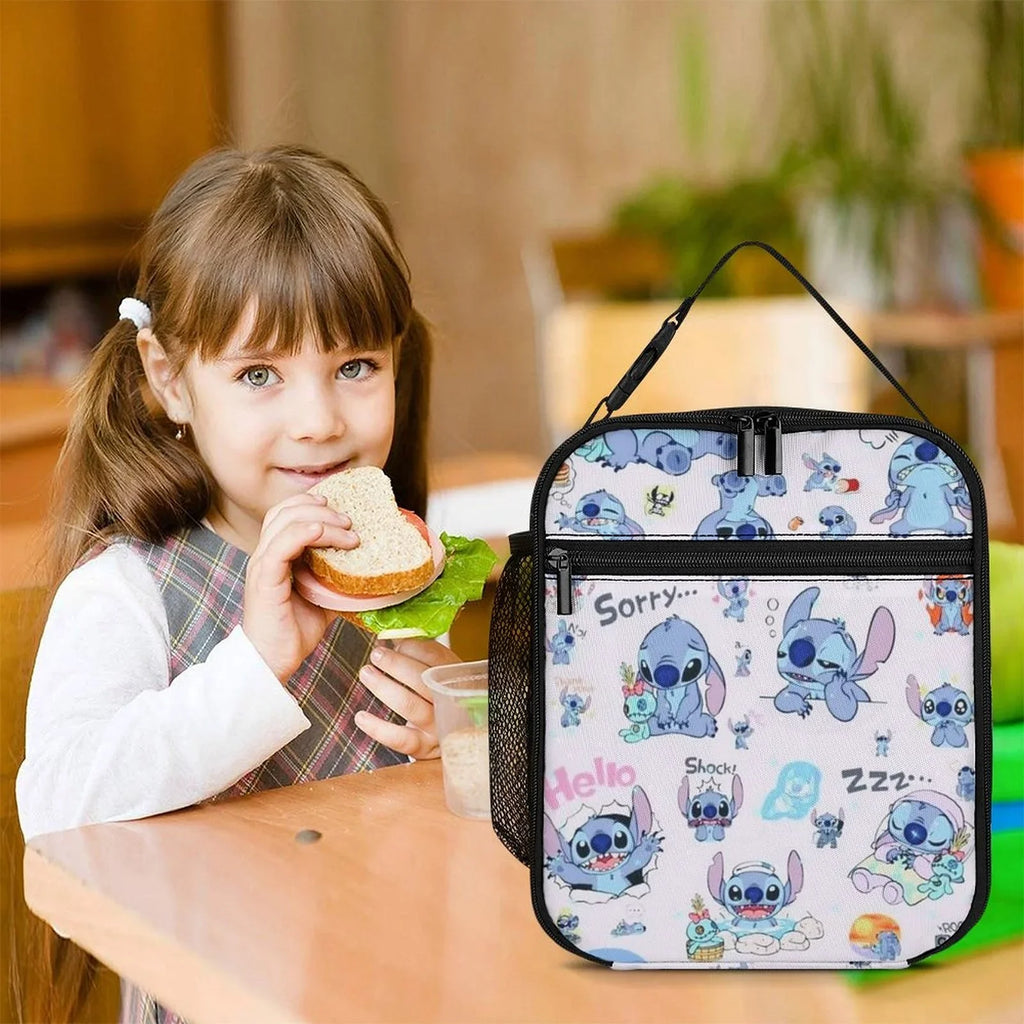 Lilo Stitch Portable Lunch Bag Tote Bento Bag School Office Insulated Cooler Thermal Handbag For Adult Boys Girls Kids