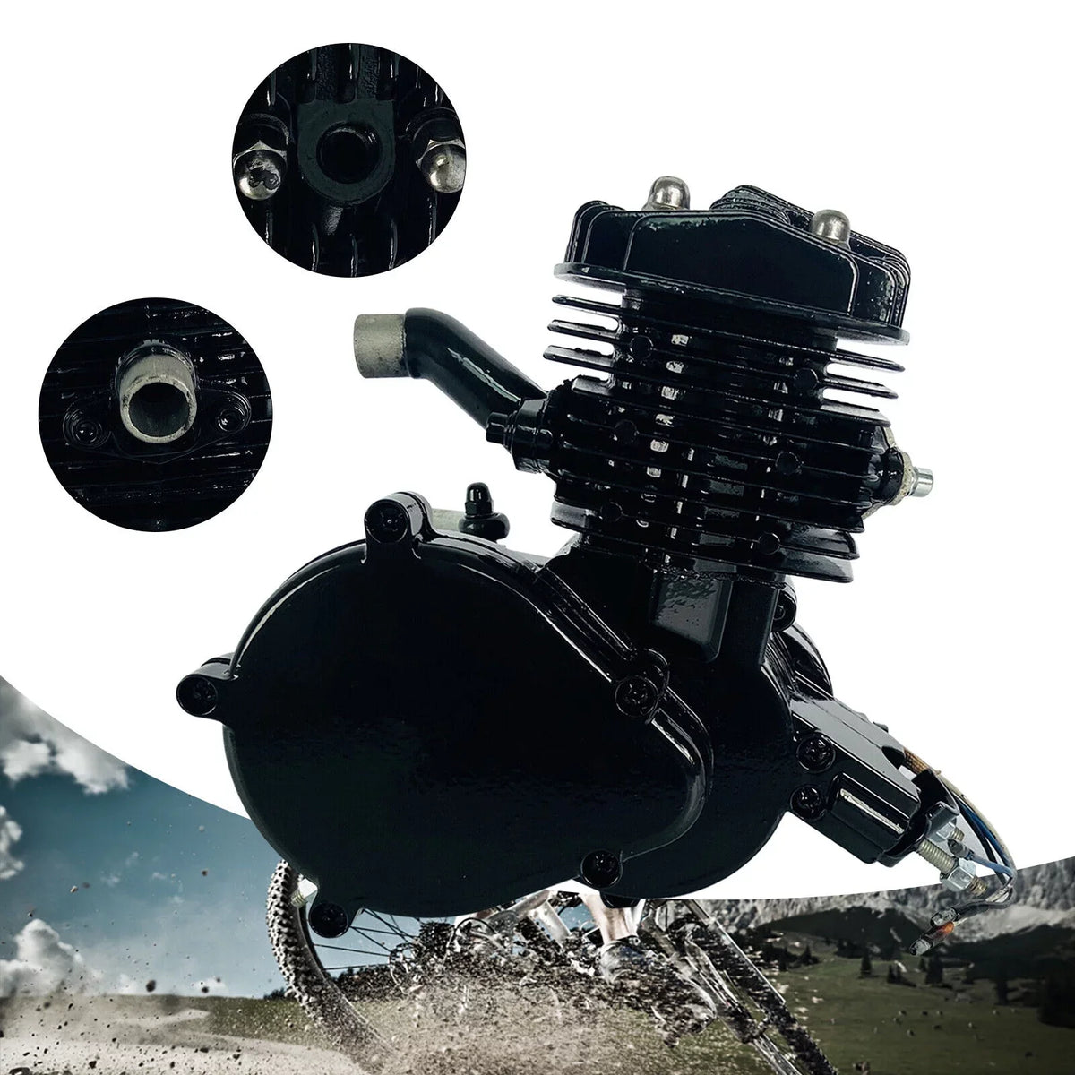 Miumaeov 80cc 2-Stroke Full Assembled Motorized Bike Bicycle Motor Petrol Gas Engine Single Cylinder Air-Cooled dark
