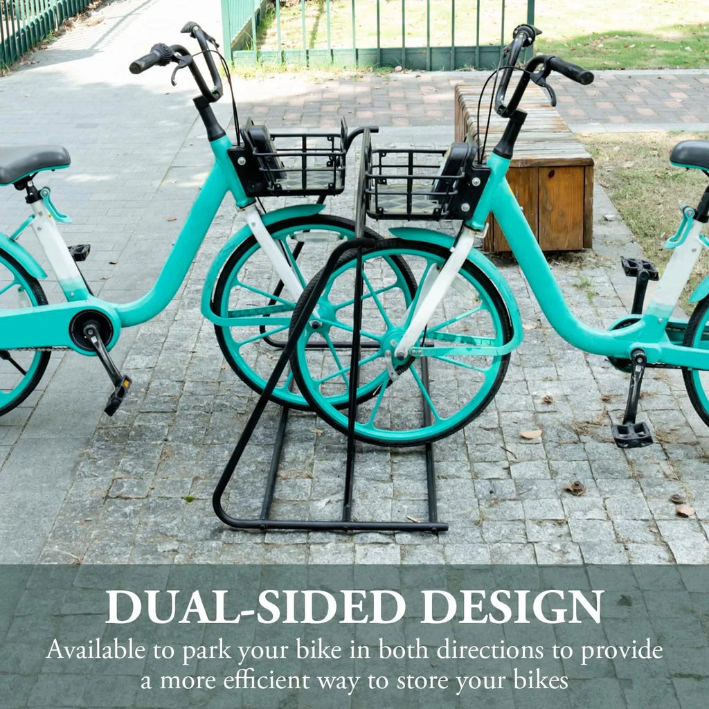 YGDU 6-Bicylce Capacity Steel Pipe Double-Sided Bike Rack Stand/Grid Bicycle Parking Storage Holder, ebony