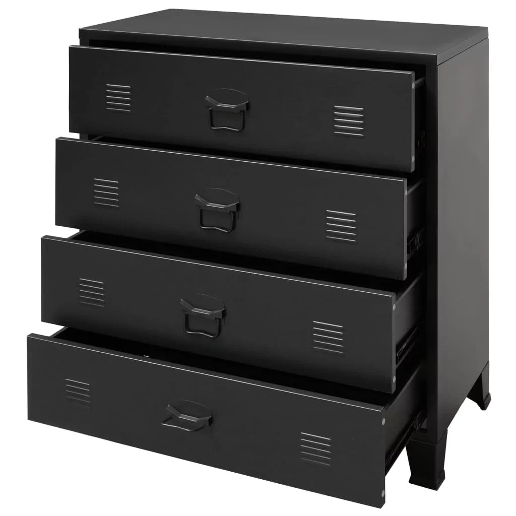 Anself Industrial Style 4 Drawer Dresser Storage Chest with Handles Metal End Side Cabinet Bedroom Living Room Entryway Hallway Furniture Decor 30.7 x 15.7 x 36.6 Inches (W x D x H) charcoal