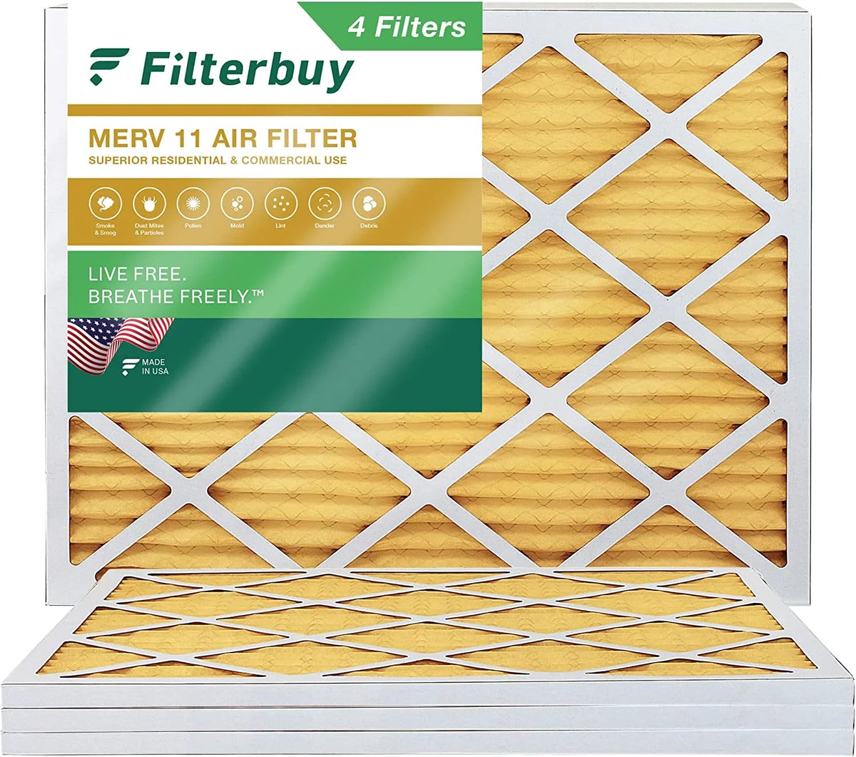 Filterbuy 16x21x1 MERV 11 Pleated HVAC AC Furnace Air Filters (4-Pack)