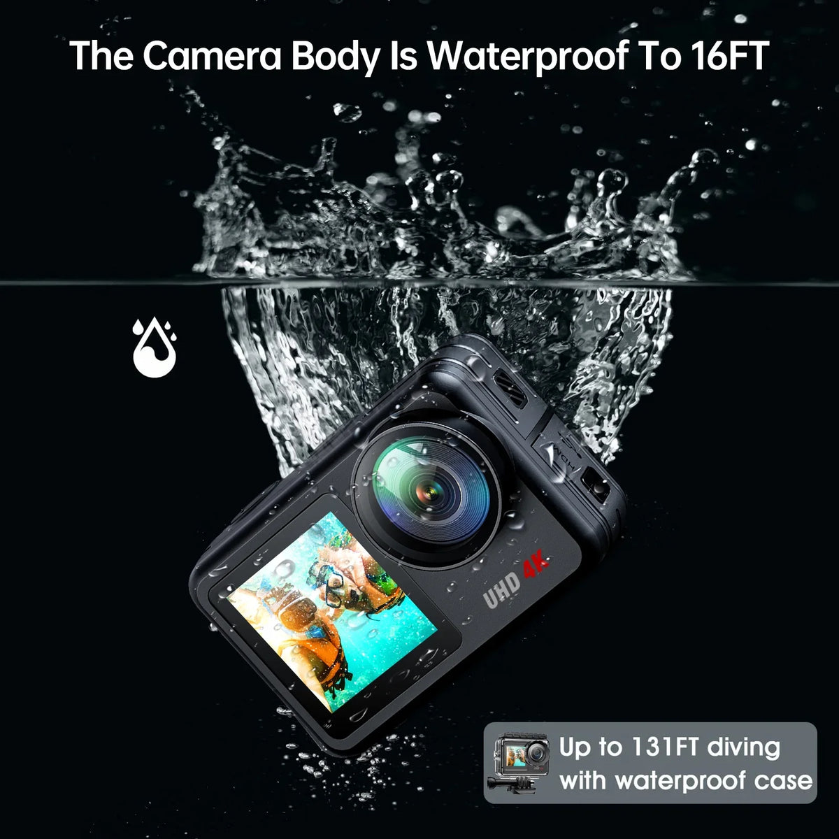 Campark 4K 30FPS Action Camera 20MP Sports Camera Waterproof Underwater Camera WiFi Touch Screen Vlog Camera GoPro Compatible Accessories Kits