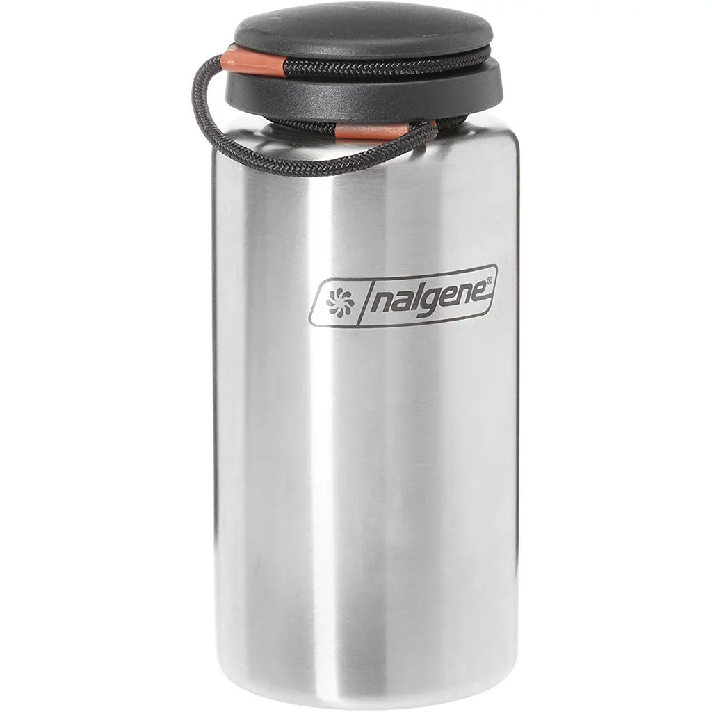 '- Stainless Steel. Nalgene Standard Wide Mouth Tethered Lid Water Bottle - 38 oz