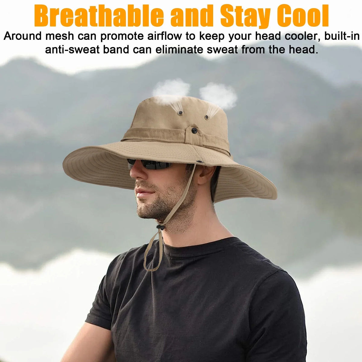 Men Women Wide Brim Sun Hat UV Protection Bucket Cap for Fishing Hiking Garden