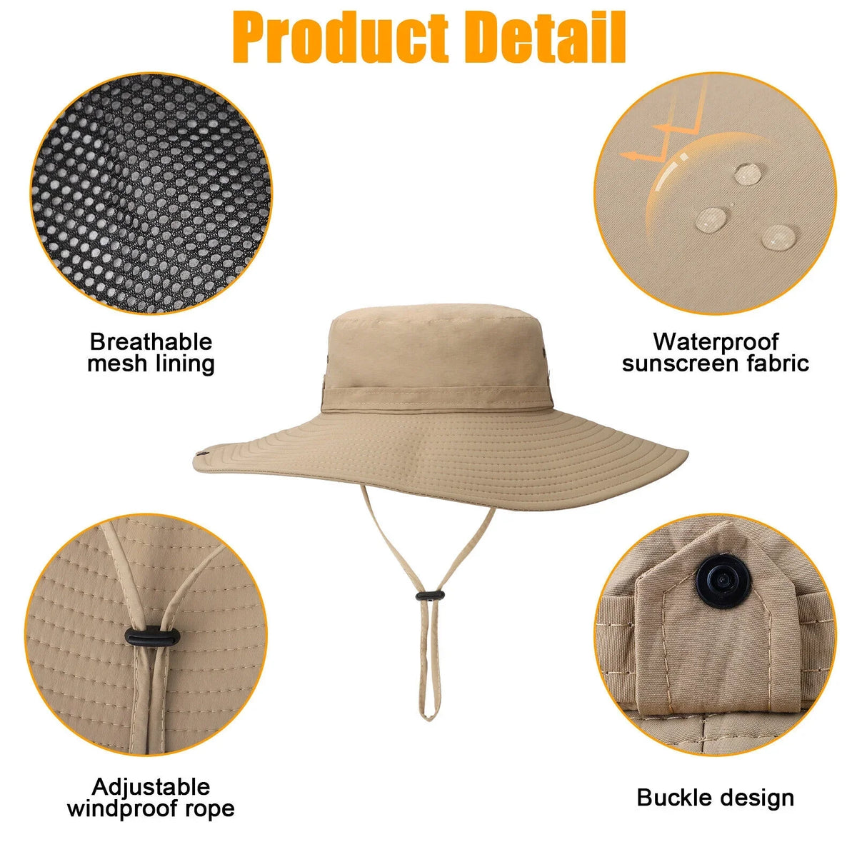Men Women Wide Brim Sun Hat UV Protection Bucket Cap for Fishing Hiking Garden