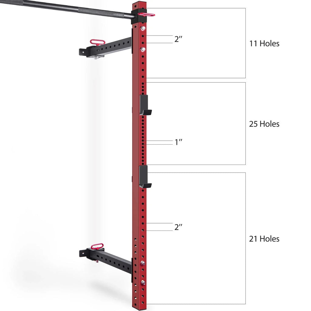 Wall Mounted Folding Squat Rack with Pull Up Bar - Space-Saving Fitness Solution