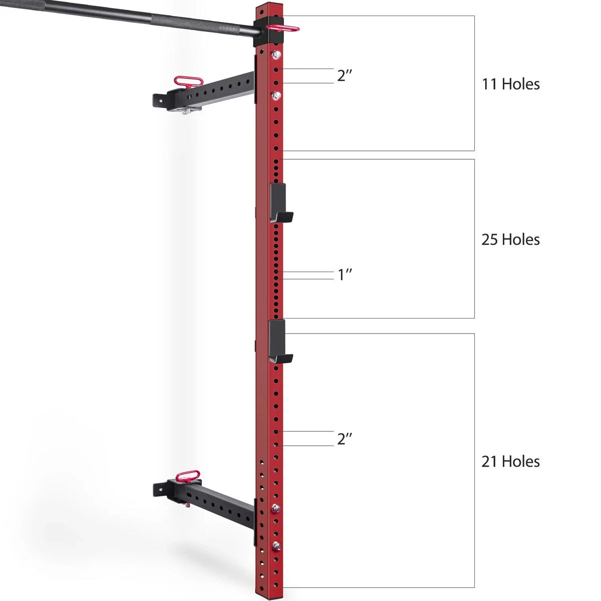 Wall Mounted Folding Squat Rack with Pull Up Bar - Space-Saving Fitness Solution