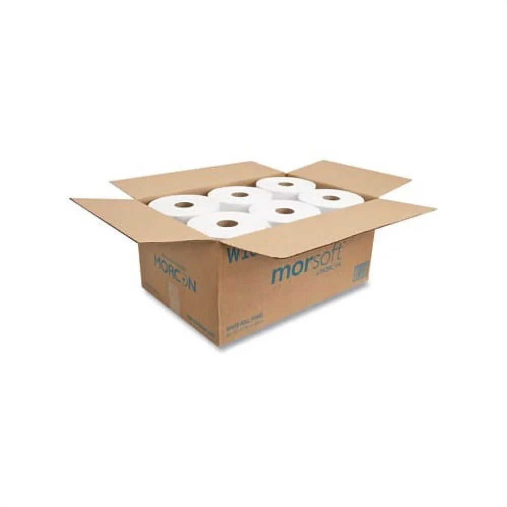 MORCON TISSUE 10 25mm Roll Towels 1-Ply, 10" x 800 ft, White, 6 Rolls/Carton