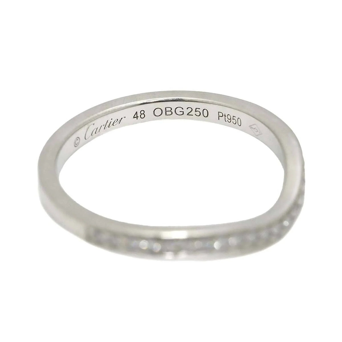 Pre-Owned Cartier Ballerina Curve #48 Ring Half Diamond Pt Platinum Ballerine (Good)