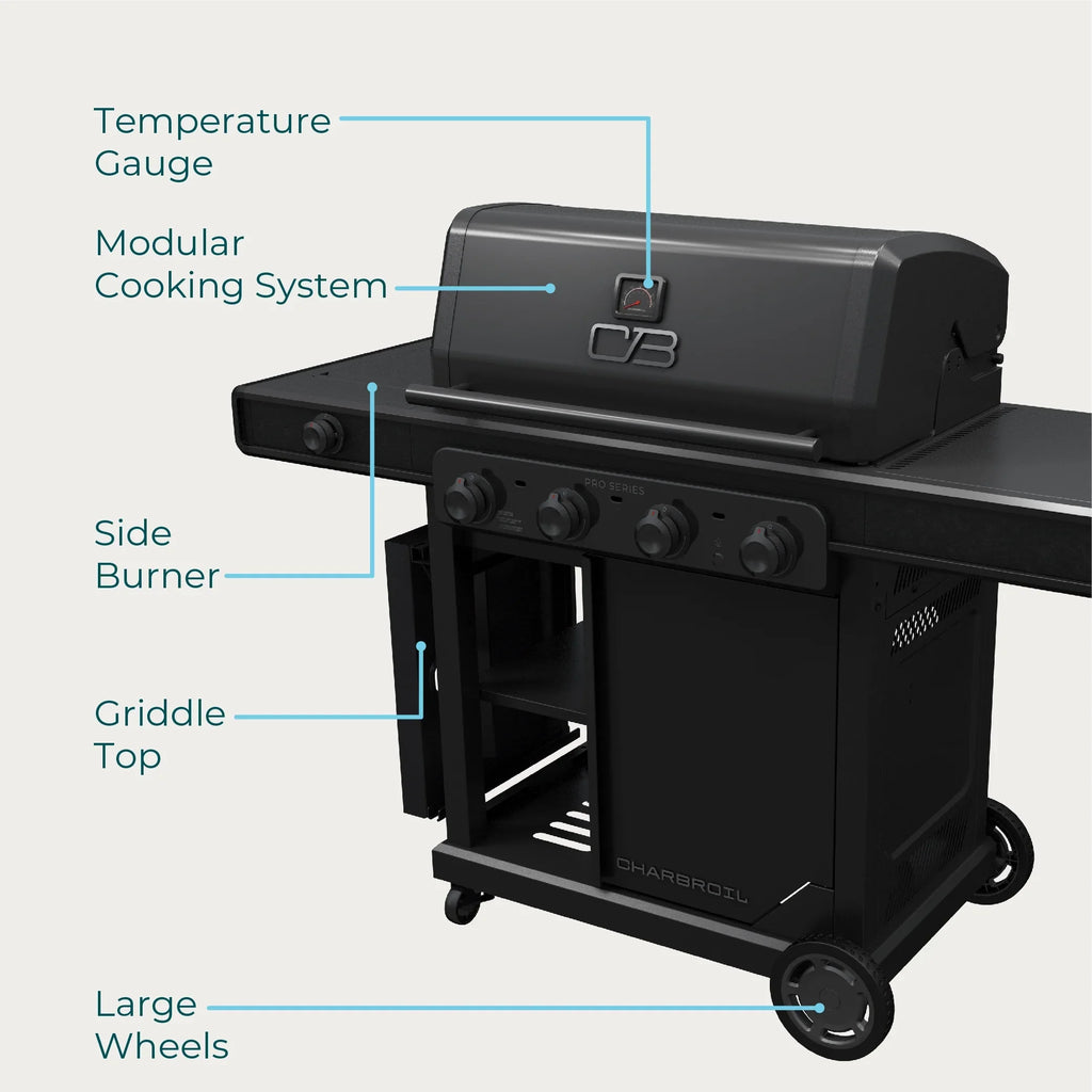 Char-Broil Pro Series™ 4-Burner Gas Grill and Griddle with Side Burner