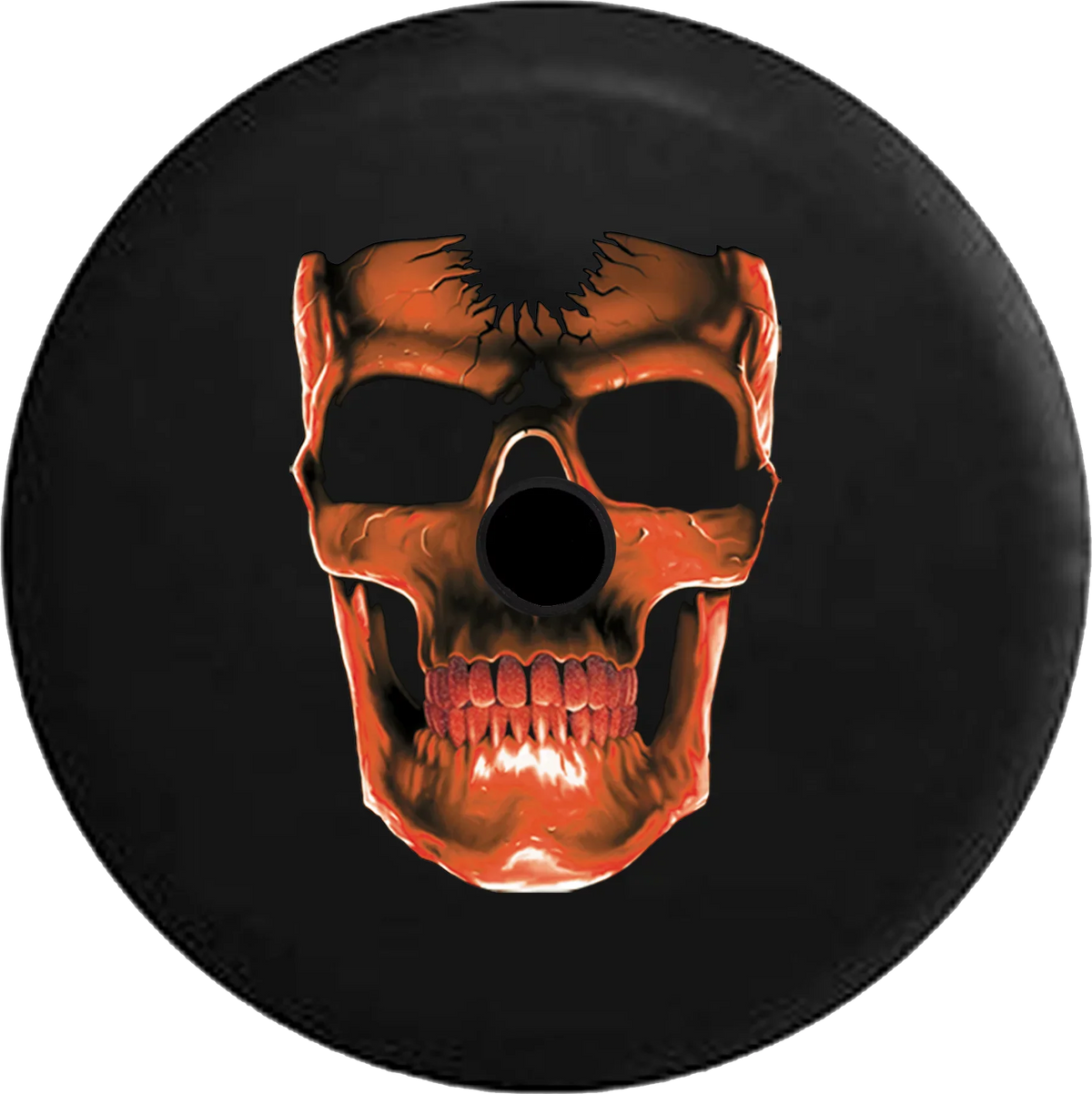 2018 2019 Wrangler JL Backup Camera 3D Cracked Grinning Skull Almost Glowing Orange Inferno Spare Tire Cover for Jeep RV 33 1 inch