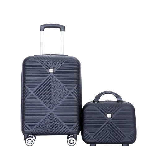 Zateety 2Piece Luggage Sets ABS Lightweight Suitcase , Spinner Wheels, ebony