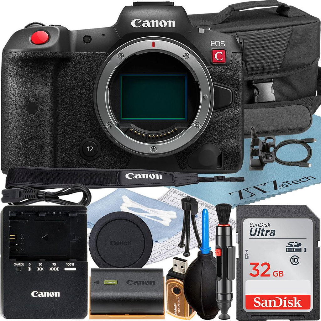 EOS R5 C Mirrorless Cinema Camera (Body) with 4K Video + SanDisk 32GB Memory Card + Case + ZeeTech Accessory Bundle