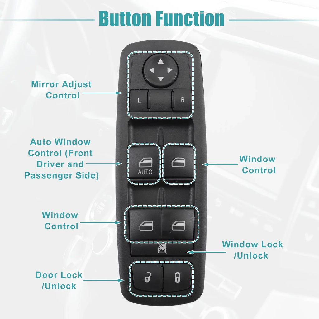 Unique Bargains Front Left Driver Side Master Power Window Switch for Dodge Journey 2017 2018 2019 68307001AA ebony