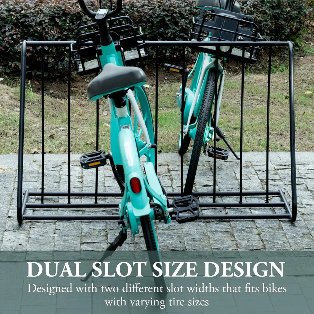 YGDU 6-Bicylce Capacity Steel Pipe Double-Sided Bike Rack Stand/Grid Bicycle Parking Storage Holder, ebony