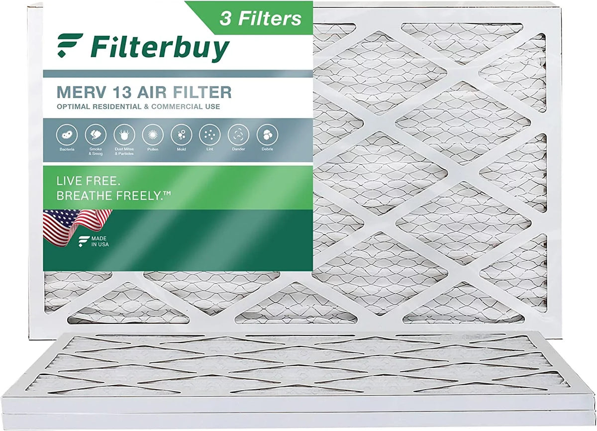 Filterbuy 16x25x1 MERV 13 Pleated HVAC AC Furnace Air Filters (3-Pack)