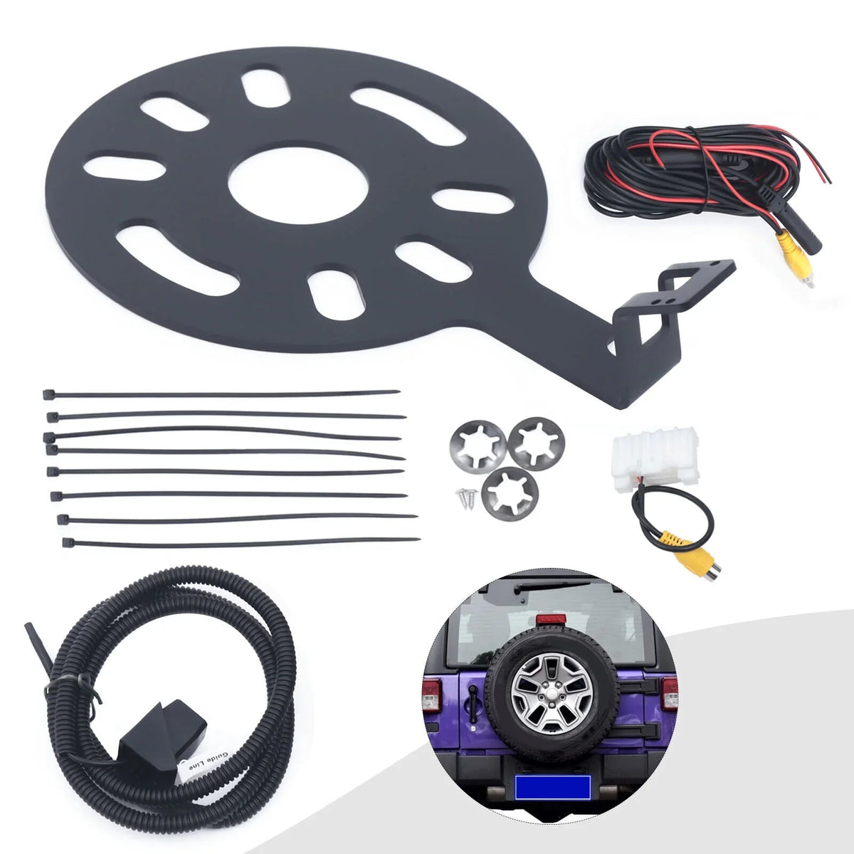 Rear View Backup Camera Kit for Jeep Wrangler JK 2007-2018 w/ Spare Tire Bracket