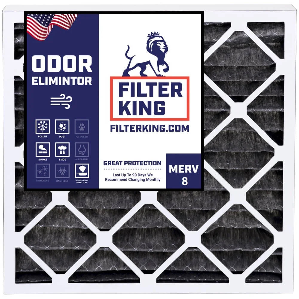 Filter King 16x22.25x1a Air Filter | 4-PACK | Carbon MERV 8 HVAC Pleated A/C Furnace Filters | MADE IN USA | Actual Size: 16 x 22.25 x .75"